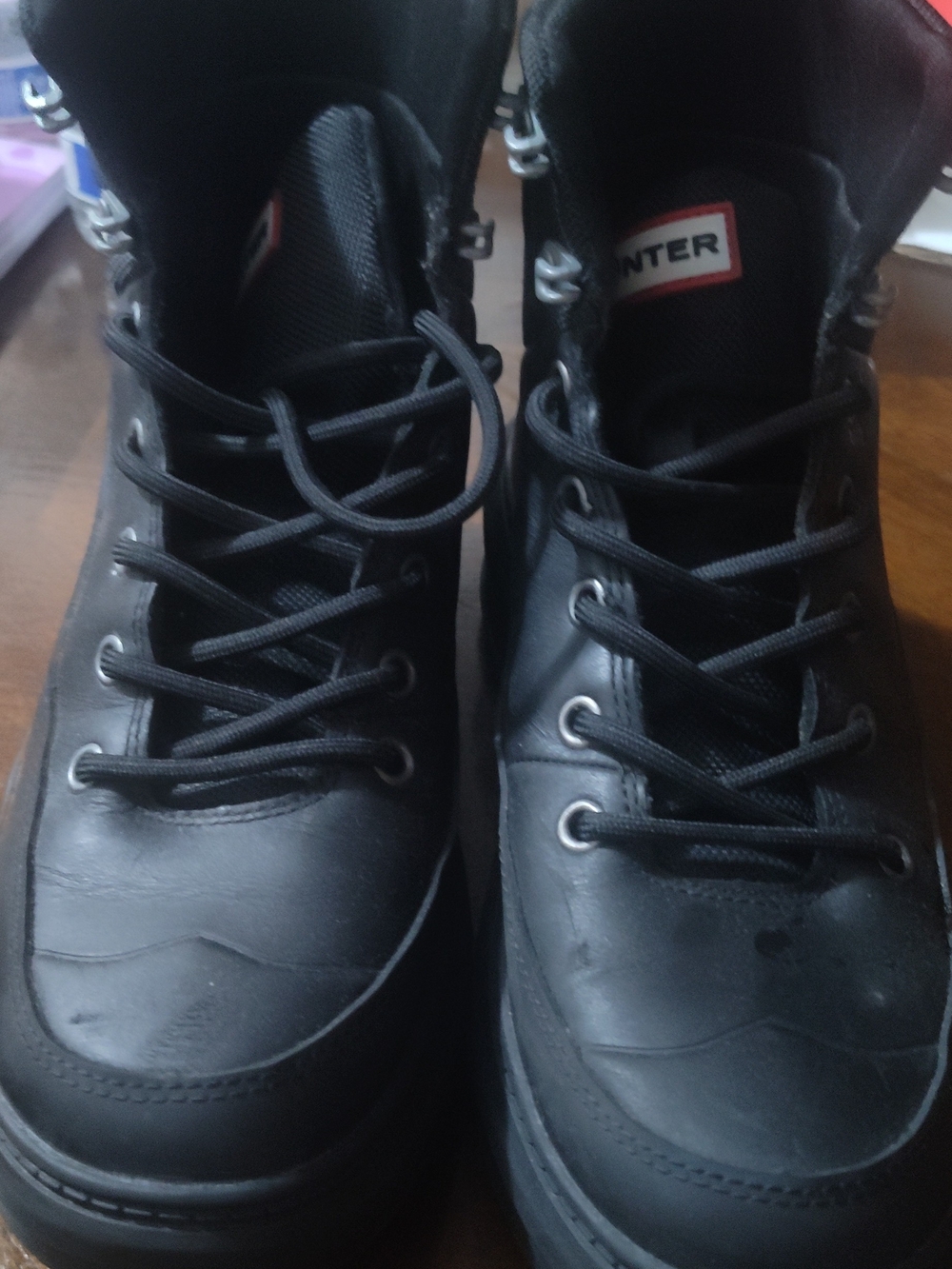 Hunter Women's Black Lace-Up Ankle Boots